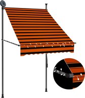 Decoways - Luifel handmatig uittrekbaar met LED 100 cm oranje en bruin