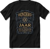 100 Jaar Legendarisch Gerijpt T-Shirt | Sky Blue - Ivoor | Grappig Verjaardag en Feest Cadeau Shirt | Dames - Heren - Unisex | Tshirt Kleding Kado | - Zwart - 3XL