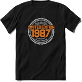 1987 Limited Edition Ring T-Shirt | Zilver - Goud | Grappig Verjaardag en Feest Cadeau Shirt | Dames - Heren - Unisex | Tshirt Kleding Kado | - Zwart - XL