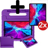 Kinderhoes Geschikt voor iPad Pro 2018 (11 inch) Hoes Kinder Hoesje Kids Case Cover Kidsproof Met 2x Screenprotector - Hoesje Geschikt voor iPad Pro 11 inch (2018) Hoesje Kinder Hoes - Paars