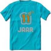 11 Jaar Feest T-Shirt | Goud - Zilver | Grappig Verjaardag Cadeau Shirt | Dames - Heren - Unisex | Tshirt Kleding Kado | - Blauw - L