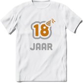 18 Jaar Feest T-Shirt | Goud - Zilver | Grappig Verjaardag Cadeau Shirt | Dames - Heren - Unisex | Tshirt Kleding Kado | - Wit - XXL