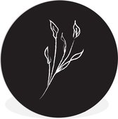 WallCircle - Wandcirkel ⌀ 150 - Planten - Zwart - Wit - Line art - Ronde schilderijen woonkamer - Wandbord rond - Muurdecoratie cirkel - Kamer decoratie binnen - Wanddecoratie muurcirkel - Woonaccessoires