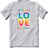 Love | Pride T-Shirt | Grappig LHBTIQ+ / LGBTQ / Gay / Homo / Lesbi Cadeau Shirt | Dames - Heren - Unisex | Tshirt Kleding Kado | - Licht Grijs - Gemaleerd - 3XL