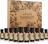 AKARZ Essentiële Olie - Aromatherapie - Cadeau Set – Geurolie voor Aroma Diffuser- Etherische Oliën – Aroma olie – Luchtbevochtiger - Essentiële olie set – Gift set - Valentijn cad