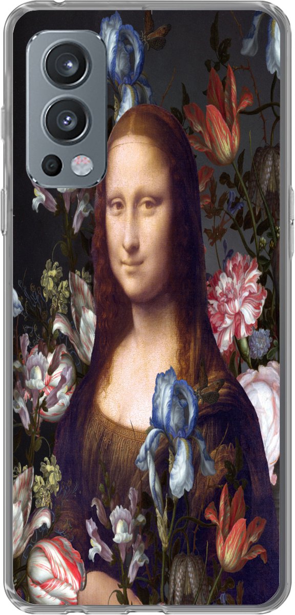 Telefoonhoesje Geschikt voor OnePlus Nord 2 5G hoesje - Mona Lisa - Da Vinci - Bloemen - Siliconen Telefoonhoesje Telefoonhoesje
