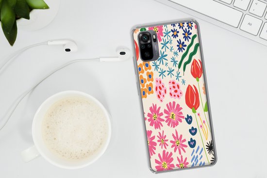 Telefoonhoesje Geschikt voor Xiaomi Redmi Note 10S hoesje - Bloemen - Design - Tulp - Siliconen Telefoonhoesje Telefoonhoesje