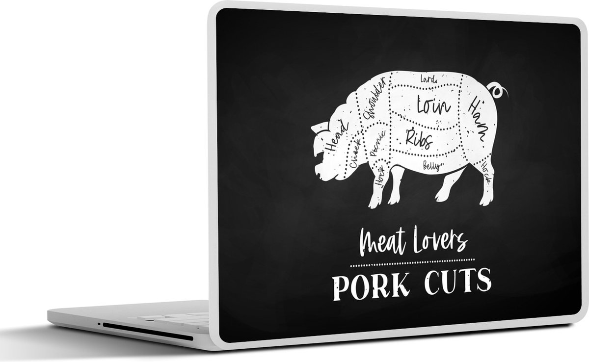 Laptop sticker - 13.3 inch - Keuken - Varken - Slager - 31x22,5cm - Laptopstickers - Laptop skin - Cover - Cadeau voor vrouw