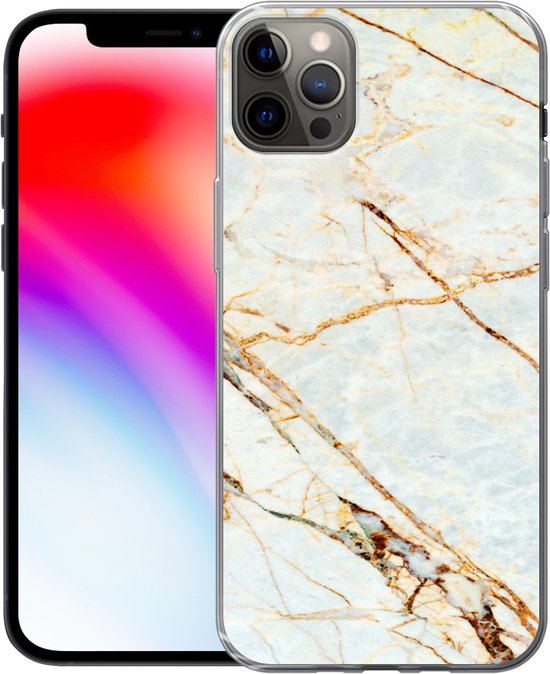 Coque iPhone 12 Pro Max - Marbre - Or - Luxe - Siliconen