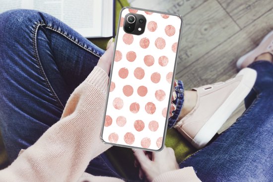 Coque Xiaomi Mi 11 Lite - Pois - Rose - Wit - Siliconen