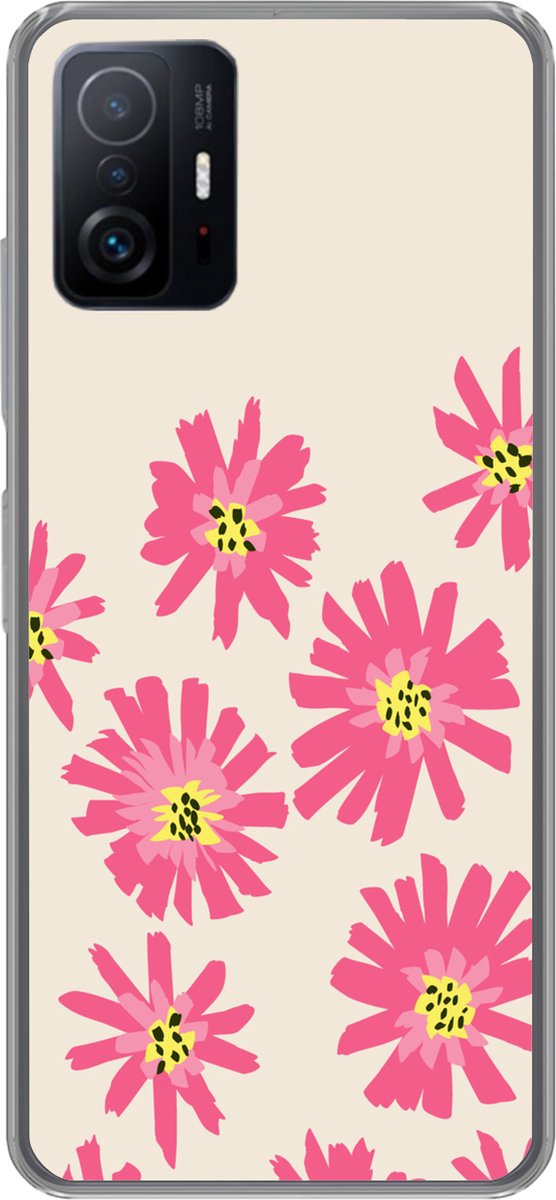 Telefoonhoesje Geschikt voor Xiaomi 11 Lite 5G NE hoesje - Bloemen - Patroon - Minimalisme - Siliconen Telefoonhoesje Telefoonhoesje