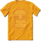 20 Jaar Legendarisch Gerijpt T-Shirt | Oud Roze - Ivoor | Grappig Verjaardag en Feest Cadeau Shirt | Dames - Heren - Unisex | Tshirt Kleding Kado | - Geel - S