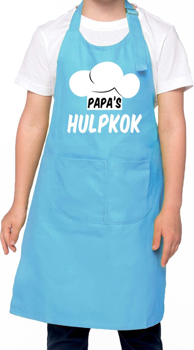 Papa s hulpkok - keukenschort - blauw - jongens en meisjes - voor kinderen