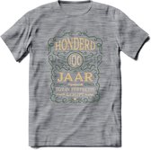 100 Jaar Legendarisch Gerijpt T-Shirt | Mos - Ivoor | Grappig Verjaardag en Feest Cadeau Shirt | Dames - Heren - Unisex | Tshirt Kleding Kado | - Donker Grijs - Gemaleerd - L