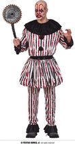 Guirca - Monster & Griezel Kostuum - Moordlustige Gestreepte Scary Clown - Man - rood,zwart,wit / beige - Maat 52-54 - Halloween - Verkleedkleding