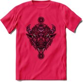 Bizon - Dieren Mandala T-Shirt | Rzoe | Grappig Verjaardag Zentangle Dierenkop Cadeau Shirt | Dames - Heren - Unisex | Wildlife Tshirt Kleding Kado | - Roze - M