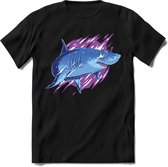 Dieren T-Shirt | Haai retro kleding Kado Heren / Dames | Perfect wildlife shark Cadeau shirt - Zwart - 3XL