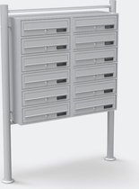 ElJardin - 12er Brievenbus systeem Zilver  2x6 Compartmenten Vrijstaand Postvak