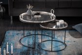 Elegante set van 2 DUO salontafels 62 cm zilver met afneembaar tafelblad Tafelblad: hoogwaardige metaal-aluminiumlegering