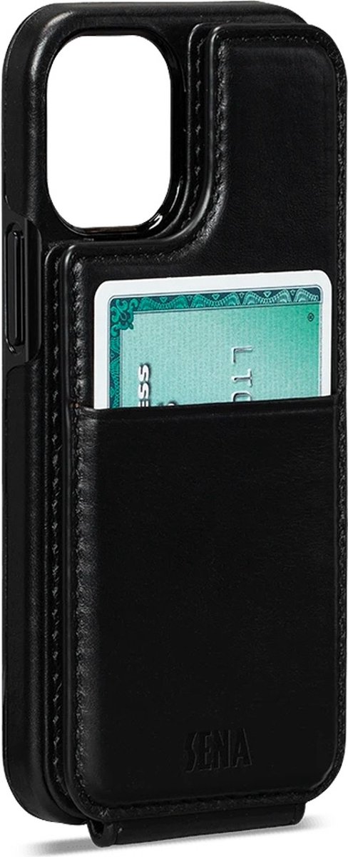 Sena - Wallet Skin iPhone 13 Mini Hoesje met Pashouder - zwart