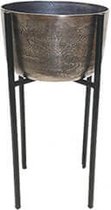 Bloempot  - zilveren metalen bloembak - op poten  - plantenstandaard binnen  -  H59cm
