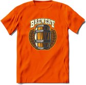 Beer Barrel T-Shirt | Bier Kleding | Feest | Drank | Grappig Verjaardag Cadeau | - Oranje - 3XL