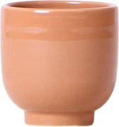 Kolibri Home | Glazed bloempot - Cognac keramieken sierpot met glans - Ø6cm