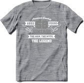 58 Jaar Legend T-Shirt | Zilver - Wit | Grappig Verjaardag en Feest Cadeau | Dames - Heren - Unisex | Kleding Kado | - Donker Grijs - Gemaleerd - 3XL