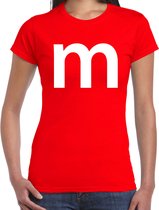 Letter M verkleed/ carnaval t-shirt rood voor dames - M en M carnavalskleding / feest shirt kleding / kostuum XL