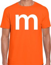 Letter M verkleed/ carnaval t-shirt oranje voor heren - M en M carnavalskleding / feest shirt kleding / kostuum XXL