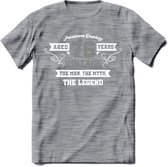 76 Jaar Legend T-Shirt | Zilver - Wit | Grappig Verjaardag en Feest Cadeau | Dames - Heren - Unisex | Kleding Kado | - Donker Grijs - Gemaleerd - XL