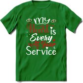 My Heart Is Every At Your Service - Valentijn T-Shirt | Grappig Valentijnsdag Cadeautje voor Hem en Haar | Dames - Heren - Unisex | Kleding Cadeau | - Donker Groen - M