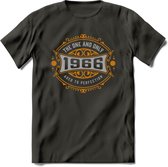 1966 The One And Only T-Shirt | Goud - Zilver | Grappig Verjaardag  En  Feest Cadeau | Dames - Heren | - Donker Grijs - XL