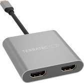 Terratec 306697 USB-C Adapter [1x USB-C stekker - 2x HDMI-bus] Grijs