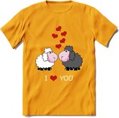 I Love You - Valentijn T-Shirt | Grappig Valentijnsdag Cadeautje voor Hem en Haar | Dames - Heren - Unisex | Kleding Cadeau | - Geel - XL