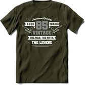 85 Jaar Legend T-Shirt | Zilver - Wit | Grappig Verjaardag en Feest Cadeau | Dames - Heren - Unisex | Kleding Kado | - Leger Groen - XL