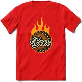 Bierdopje T-Shirt | Bier Kleding | Feest | Drank | Grappig Verjaardag Cadeau | - Rood - M