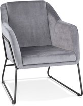 Alterego Design loungefauteuil 'BRANDO' van grijs velours
