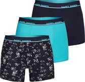 Happy Shorts 3-Pack Boxershorts Heren Hawaii Print Blauw - Maat XL