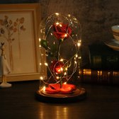 MONTKIARA La Belle et het Beest Rose, led-glas, roze koepel van glas en rode zijde, decoratie voor Kerstmis, Valentijnsdag, decoratie, verjaardagscadeau