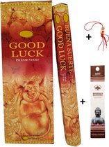 Doos met 120 stokjes - Wierook - Wierookstokjes - Incense sticks - Good Luck - Succes + 5 mini wierookstokjes + Gelukspoppetje