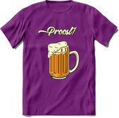 Proost! T-Shirt | Bier Kleding | Feest | Drank | Grappig Verjaardag Cadeau | - Paars - S