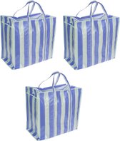 Set van 4x wastassen/boodschappentassen/opbergtassen wit/blauw - 55 x 55 x 30 - Jumbo shoppers