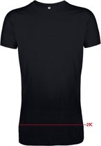 Set van 2x stuks extra lang formaat basic heren t-shirt zwart - Longfit - 100% katoen., maat: XL