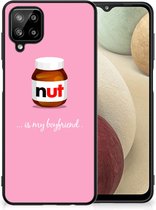 Telefoonhoesje Geschikt voor Samsung Galaxy A12 Leuk Hoesje met Zwarte rand Nut Boyfriend