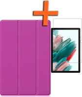 Samsung Tab A8 Hoes Paars Book Case Cover Met Screenprotector - Samsung Tab A8 Book Case Paars - Samsung Galaxy Tab A8 Hoesje Met Beschermglas