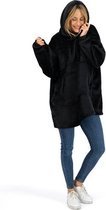 Hoodie deken - Zwart/Wit  - fleece deken - Unisex - 1 maat