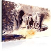 Schilderij - Watercolour Elephants.