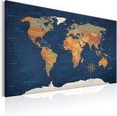Schilderij - World Map: Ink Oceans.