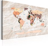 Schilderij - World Map: Stony Oceans.